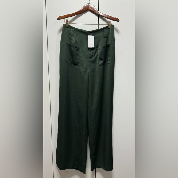 NWT BOSKEMPER green Carlton high waisted front pockets wide leg belt pants - Picture 7 of 15
